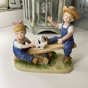 Homco Denim Days Children on See Saw